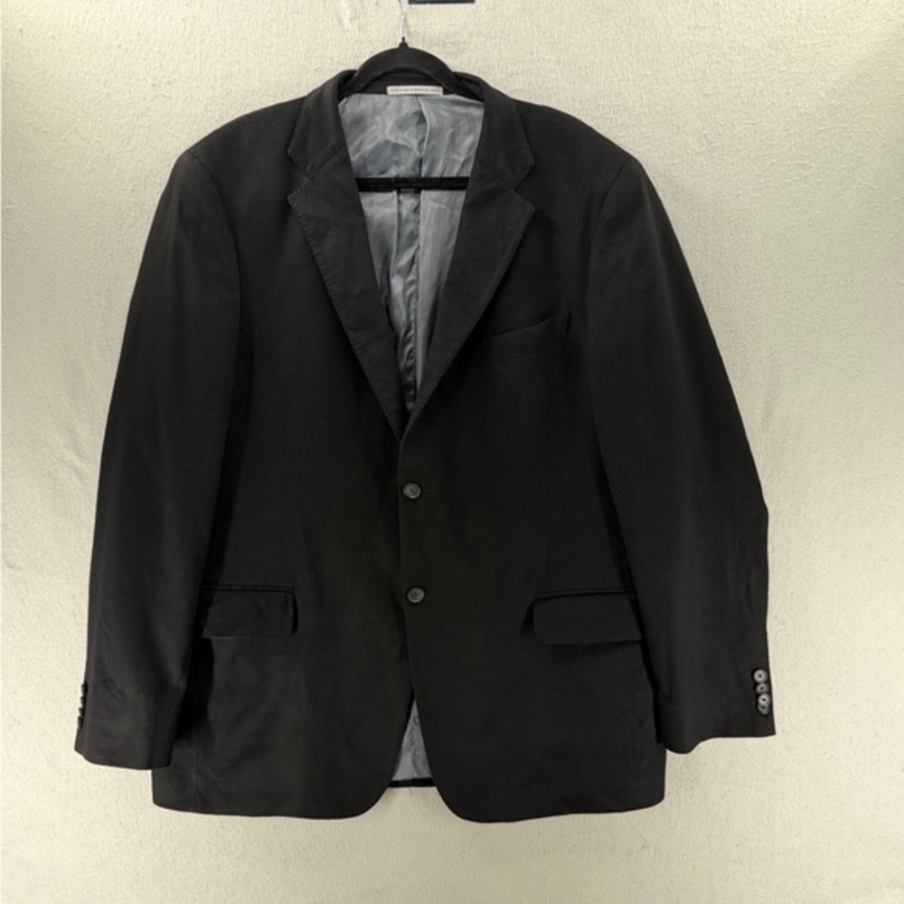 John W. Nordstrom 100% Cashmere Blazer Mens 46L Black Flannel Suit Jacket Luxury